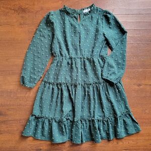 Green Long-Sleeve Kids Dress